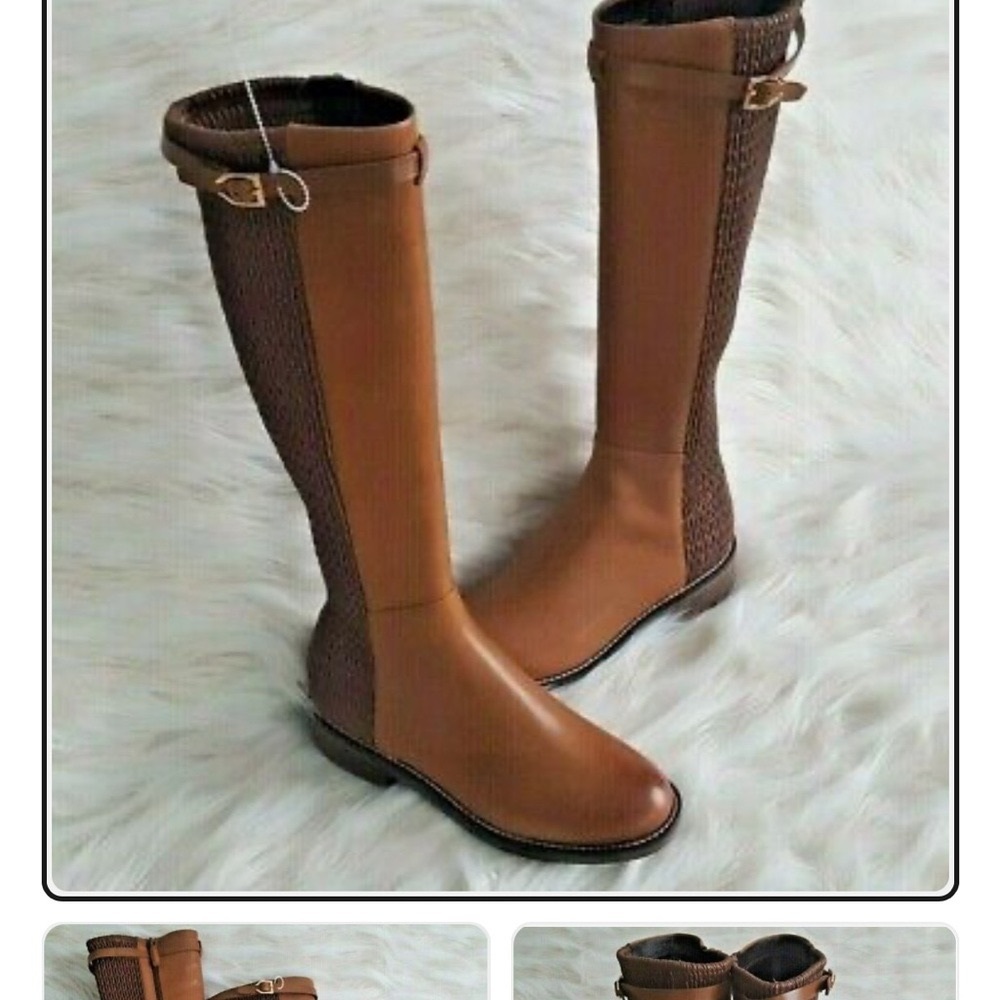 Cole Haan Brown Leather Riding Boots Sz 8 - Picture 3 of 9